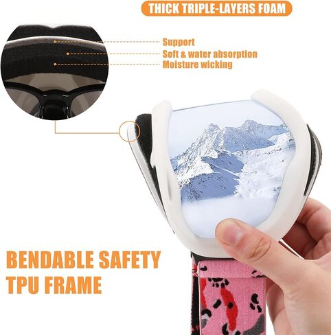 FEISEDY Sports Ski Goggles Snowboard Anti-Fog Mirrored Snow Goggles OTG UV Protection for Women Men Youth B2946 in Saudi Arabia