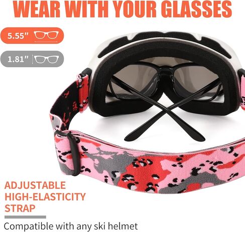 FEISEDY Sports Ski Goggles Snowboard Anti-Fog Mirrored Snow Goggles OTG UV Protection for Women Men Youth B2946 in Saudi Arabia