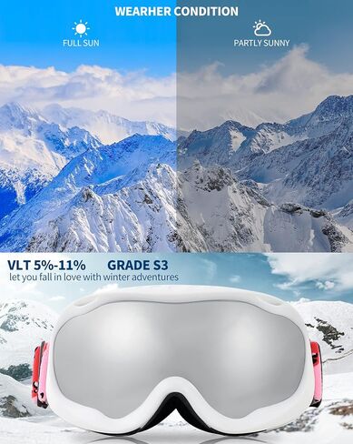 FEISEDY Sports Ski Goggles Snowboard Anti-Fog Mirrored Snow Goggles OTG UV Protection for Women Men Youth B2946 in Saudi Arabia