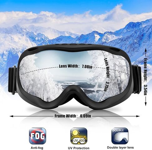 FEISEDY Sports Ski Goggles Snowboard Anti-Fog Mirrored Snow Goggles OTG UV Protection for Women Men Youth B2946 in Saudi Arabia