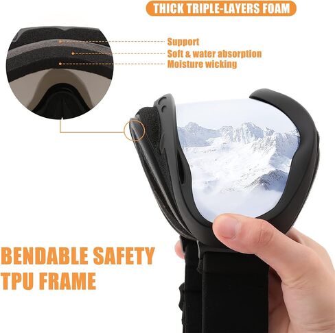 FEISEDY Sports Ski Goggles Snowboard Anti-Fog Mirrored Snow Goggles OTG UV Protection for Women Men Youth B2946 in Saudi Arabia