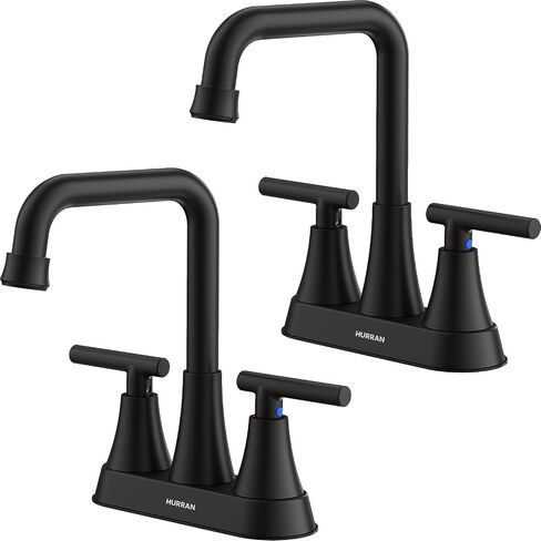 Bathroom Sink Faucet, Hurran 4 inch Brushed Gold Bathroom Faucets for Sink 3 Hole with Pop-up Drain and Supply Hoses, 360 Swivel Spout 2-Handle Centerset Faucet for Bathroom Sink Vanity RV Farmhouse in Saudi Arabia