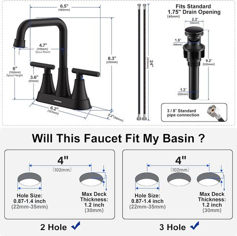 Bathroom Sink Faucet, Hurran 4 inch Brushed Gold Bathroom Faucets for Sink 3 Hole with Pop-up Drain and Supply Hoses, 360 Swivel Spout 2-Handle Centerset Faucet for Bathroom Sink Vanity RV Farmhouse in Saudi Arabia