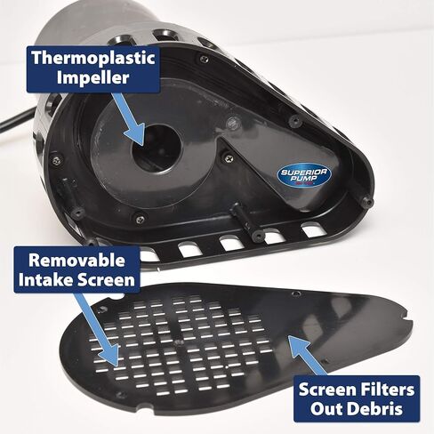 Superior Pump 92260 1/4 HP Plastic Sump Pump with Vertical Float Switch, Black in Kuwait