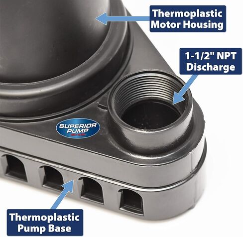 Superior Pump 92260 1/4 HP Plastic Sump Pump with Vertical Float Switch, Black in Kuwait