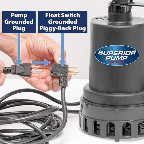 Superior Pump 92260 1/4 HP Plastic Sump Pump with Vertical Float Switch, Black in Kuwait
