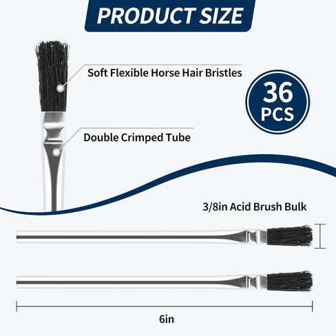 Acid Brush, 36 Count 3/8 Inch Acid Flux Brushes with Tin-Plated Handle and Natural Bristle, Disposable Acid Brush for Soldering, Woodworking, Crafting in Saudi Arabia
