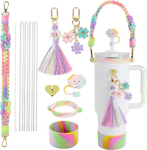 Morla Accessories Set for Stanley Cup,Paracord Handle Strap Carry for Simple Modern and Other 8oz - 40oz Tumbler.12 Pcs Water Bottle Carrier Set. in Saudi Arabia