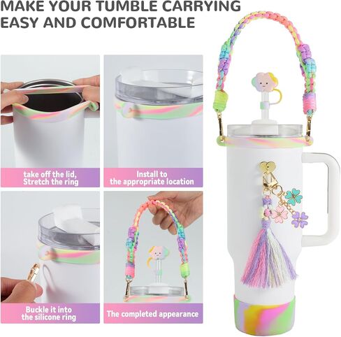 Morla Accessories Set for Stanley Cup,Paracord Handle Strap Carry for Simple Modern and Other 8oz - 40oz Tumbler.12 Pcs Water Bottle Carrier Set. in Saudi Arabia