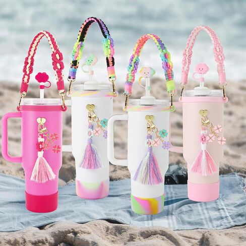 Morla Accessories Set for Stanley Cup,Paracord Handle Strap Carry for Simple Modern and Other 8oz - 40oz Tumbler.12 Pcs Water Bottle Carrier Set. in Saudi Arabia