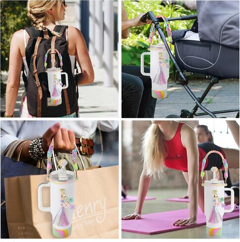 Morla Accessories Set for Stanley Cup,Paracord Handle Strap Carry for Simple Modern and Other 8oz - 40oz Tumbler.12 Pcs Water Bottle Carrier Set. in Saudi Arabia
