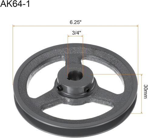 uxcell AK64-3/4 V-Belt Sheave 3/4 "تتحمل 6.25" OD مفردة الأخدود الويب Sheave بالملل إلى الحجم، حديد الزهر، قسم الحزام لـ 4L أو حزام in Saudi Arabia