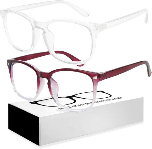 2 حزمة من نظارات الضوء الأزرق للنساء/الرجال، نظارات للقراءة نظارات زرقاء لحجب الضوء الأزرق للكمبيوتر in Kuwait