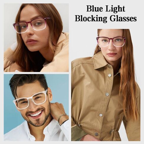 2 حزمة من نظارات الضوء الأزرق للنساء/الرجال، نظارات للقراءة نظارات زرقاء لحجب الضوء الأزرق للكمبيوتر in Kuwait