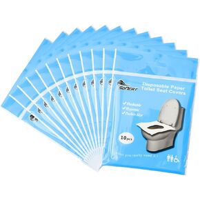 120PCS Toilet Seat Covers Disposable, Universal Size Flushable Paper Toilet Seat Cover for Kids Adults Travel Accessories, Travel Essentials for Airplane Camping Restrooms Hostels