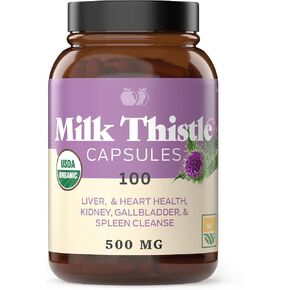 Complete Natural Products Pure Organic Milk Thistle Capsules - 500 mg Silymarin Powder 100 Pills