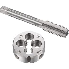 uxcell Tap and Die Sets, M12 x 1.75 Metric Left Hand Screw Thread Straight Flute Tap with Round Threading Die, Tap & Die Kit for Nut Screw Bolt Thread Repair
