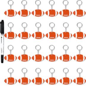 24 Pcs Football Acrylic Keychain bulk with 1 Black Marker for DIY Sports Party Favor