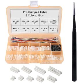 1.25mm Connectors Plug Kit 1.25mm Pitch Connectors and Pre-Crimped Cables Compatible with JST Molex PicoBlade 1.25mm 15cm Pre-Crimped Cable Wire