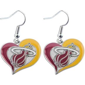 NBA Miami Heat 3/4" Swirl Heart Shape Dangle Logo Earring Set Ladies Fashion Sports Jewelry