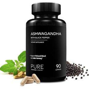Organic Ashwagandha with Black Pepper - 90 Vegetarians Capsules | Ashwagandha Organic Energy Supplement | Pure Ashwagandha Capsules | Ashwagandha Tablets - Non-GMO, Supports Calming and Relaxed Mood