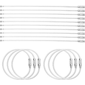 HARFINGTON Wire Keychain Cable Plastic Coated Stainless Steel Key Ring Cable Loop Rings for Hanging Luggage Key ID Tags