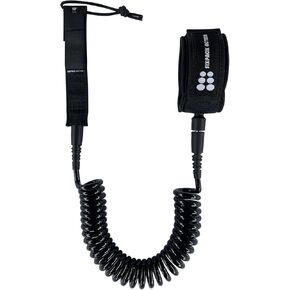SIXPACK ACTION 10ft 7mm SUP Paddleboard Leash Coiled Cord with Superior Anti-Slip Cuff and Flexible Horn Connector