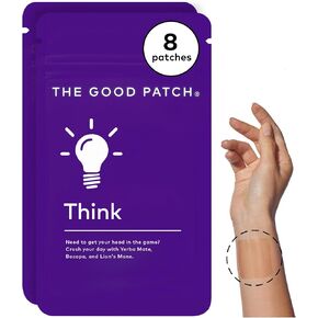 The Good Patch Think Wellness Patches - Plant Powered with Caffeine, Yerba Mate, Bacopa and Lion’s Mane (8 Total Patches)