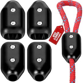 4 Pcs Rope Clamps, Reusable Rope Clamp 3/8 Inch Plastic Rope Connector Clamp Suitable for 7-8 mm Nylon Rope or Braided Ropes (Black)