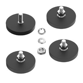 4Pack Mounting Magnets, 65LBS Rubber Coated Neodymium Magnets with M8 Threaded Studs, Non-Slip Strong Mounting Magnet for Led Lighting Bar, Neodymium Magnet Base for Signal Lighting