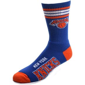 For Bare Feet NBA NEW YORK KNICKS 4 Stripe Deuce Crew Sock Team Color Large