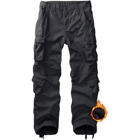KOCTHOMY Men’s Fleece Lined Hiking Pants,Winter Outdoor Thermal Casual Work Cargo Pants with Multi Pockets, No Belt. in Kuwait
