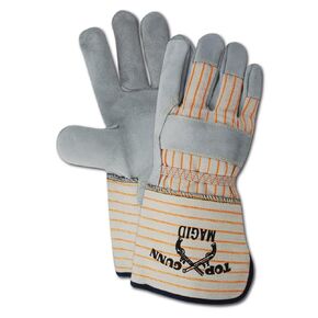 MAGID TG824E-LOGO-XL Top Gunn TG824ELOGO Premium Cow Split Palm مع أساور مطاطية، مقاس X-Large، رمادي، مقاس XL (عبوة من 12 قطعة)