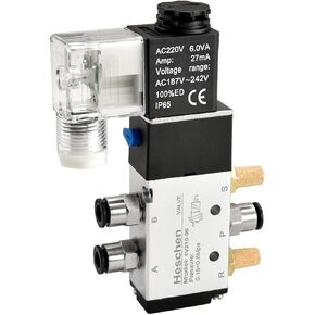 Electric Pneumatic Solenoid Valve 4V210-06 220VAC PT1/8 5 Way 2 Position Single Coil Electric Driven CE with Fittings and Muffler