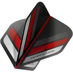 Hardcore Black & Red Stripe Extra Thick Standard Dart Flights - 5 Sets Per Pack (15 Dart Flights in Total)