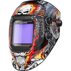 ARCCAPTAIN 3.94"X3.66" Large Viewing Screen Welding Helmet True Color Auto Darkening Welding Hood, Solar Powered 4 Arc Sensor, Wide Shade 4-5/5-9/9-13 for ARC TIG MIG Welding Mask(Cyber City Design)