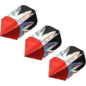 PATIKIL Slim Dart Flights, 3 Pack PET Unique Design Dart Accessories for Steel Tip Dart and Soft Tip Darts, Black Red Silver Tone