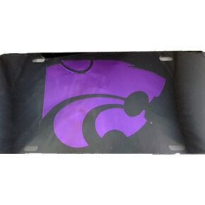 Kansas State Black w/Purple Cat Car Tag