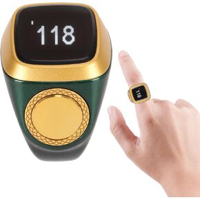 Electronic Finger Counter, Prayer Reminder Counter , Vibration Reminder, 0.49in Screen, Compatible with5.1, Synchronize Data to Smartphones (White)