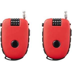 2 Pcs Portable Steel Wire Lock Wire Lock Cable Anti-Theft Telescopic Wire Lock Retractable Combination Security Lock for Bicycle，Trunk，Lockers（Red）