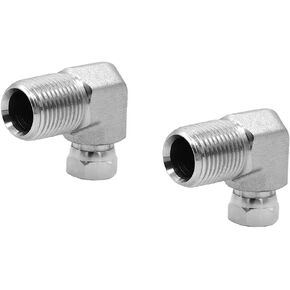 (2-PACK) 1501-08-04 Hydraulic Hose Adapter Fitting 1/2" Male (1/2"-14NPTF) × 1/4" Female Swivel (1/4"-18NPSM) 90° Elbow SAE Pipe Joints Tube Connector Carbon Steel