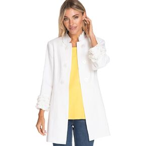 MULTIPLES Women's Three Quarters Sleeve Stand Collar Double Button Lined Jacket