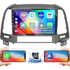 ستيريو سيارة أندرويد 4+64 جيجا بايت لسيارة Hyundai Santa Fe 2006-2012 مع Carplay Android Auto، Fuluku 8 Core 9 بوصة تعمل باللمس مجموعة راديو داش كيت GPS للملاحة WiFi Bluetooth 5.0 SWC Mic كاميرا احتياطية