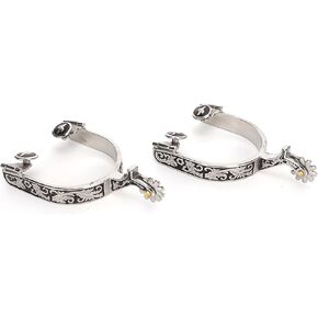 Bumper Spurs, Horse Spurs, Stainless Steel West Cowboy Spurs, Boot Spurs with Gear for Boots Men and Women Equestrian