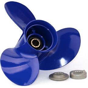 CAPTAIN Outboard Propeller Replace for Mercury 25-70 HP, 3-Blade 10 3/8" x 14" Pitch Aluminium Boat Propellers, OEM No.48-816706A45, 13 Tooth Splines, RH (Reflex Blue)