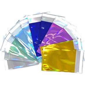 NATX 100Pcs 3.9x5.9"" Colorful Poly Mailers Holographic Metallic Aluminum Foil Glitter Badge Bag Shipping Envelopes Mailing Self Sealing Packaging Pouches Mylar Bags Storage Bags Silver (Silver)