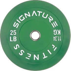 Signature Fitness 2" Olympic Bumper Plate Weight Plates with Steel Hub, 25LB Single, Colored
