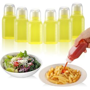 6pcs 2oz Salad Dressing Container to Go, Leak Proof Travel Size Salad Dressing Bottles for Lunch with Screw Cap, Small Condiment Containers with Lid