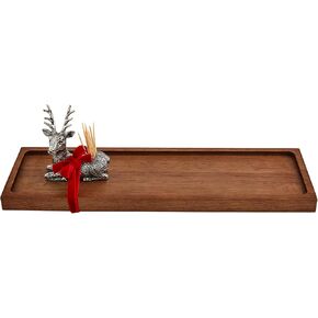 Mud Pie Deer Toothpick Set Platters, tray 4 1/2" x 14" | caddy 2 1/2" x 2 3/4", BROWN