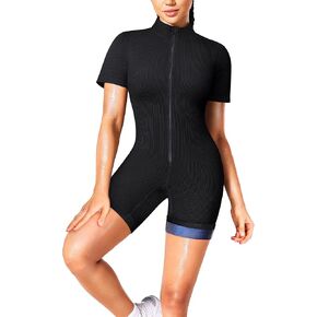 Junlan Waist Trainer Sauna Suit for Women Ribbed Full Body Sweat Suit Shirt